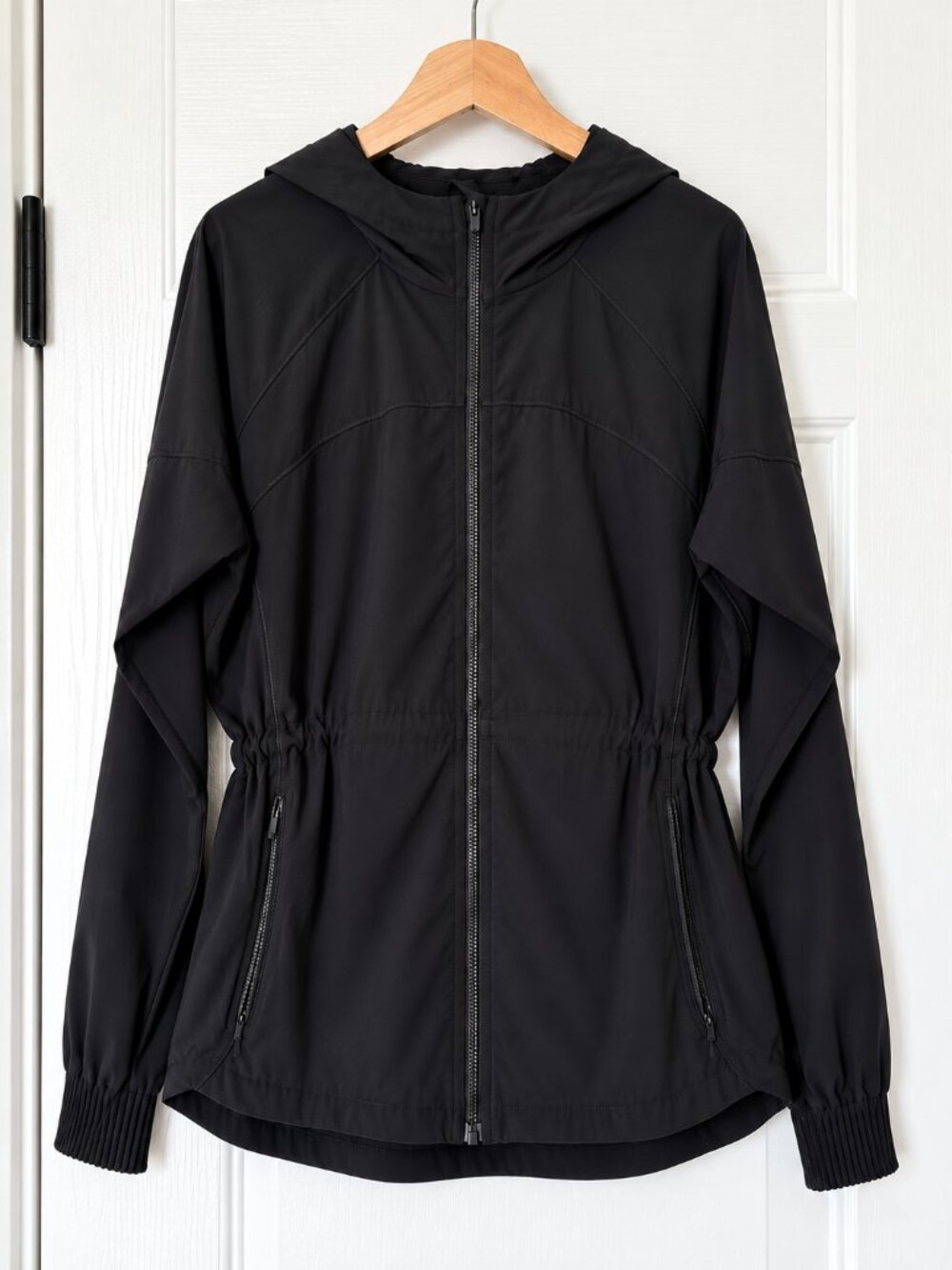 Athleta Run Free Hooded Jacket Black Medium Tall MT